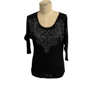 MAURICES 3/4 length sleeve beaded top size M